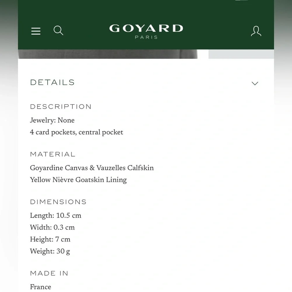 Goyard Saint-Sulpice Card Wallet Black and Tan